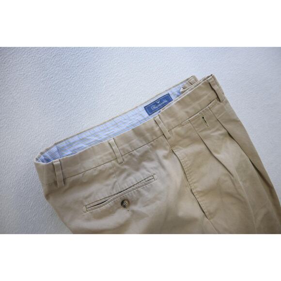 Faconnable France Khaki Chino Pants Flat Front Beige Casual Mens Size 36 x 31 - Picture 1 of 10